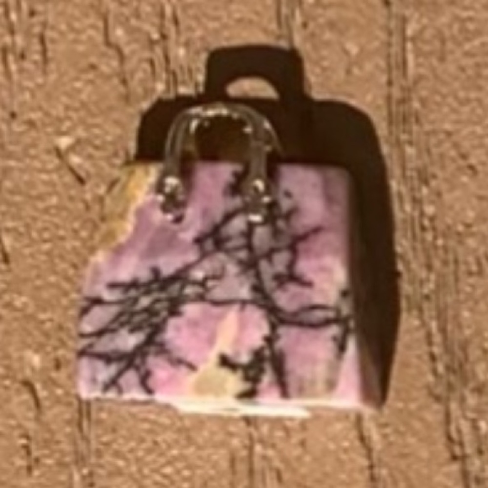 🆕RHODONITE JASPER GENUINE NATURAL STONE QUARTZ CARVED PURSE BAG TOTE CHARM #2